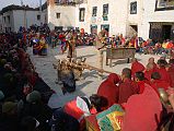 Mustang Lo Manthang Tiji Festival Day 1 05-1 Masked Dancers Perform Second Dance Dorje Jono and the peacock-feather dancers went back to the Kings Palace, and soon were replaced by a set of masked dancers to perform the second dance of the Tiji Festival in Lo Manthang.